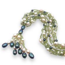 Natural Peridot & Pearl Round Plain Birth Gemstone Necklace