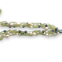 Natural Peridot & Pearl Round Plain Birth Gemstone Necklace