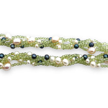 Natural Peridot & Pearl Round Plain Birth Gemstone Necklace