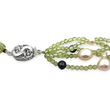 Natural Peridot & Pearl Round Plain Birth Gemstone Necklace