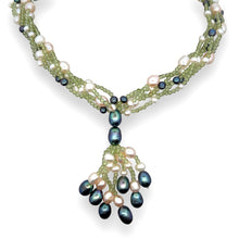 Natural Peridot & Pearl Round Plain Birth Gemstone Necklace