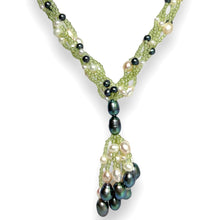 Natural Peridot & Pearl Round Plain Birth Gemstone Necklace