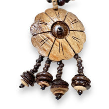 Natural Handmade Necklace Light Coconut Shell Wood Flower Design Tassel Ethnic Jewelry