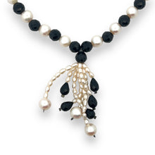 Natural Tourmaline & Pearl Round 7mm Gemstone Handmade Necklace