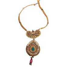 Royal Polki Traditional Heritage Style Pendant Necklace Earrings Gold Plated Bridal Jewellery Set