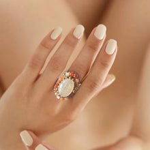 Handmade Ring Agate Oval Gemstone Woven Wax Cord Adjustable Jewelry