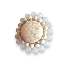 Handmade Ring Howlite Round Gemstone Woven Wax Cord Adjustable Jewelry