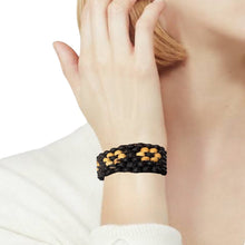 Handmade Black Coconut Shell Band Stretchable Eco-Friendly Bracelet