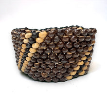 Handmade Brown Coconut Shell Flower Carved Bracelet Stretchable Eco-Friendly Band