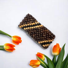 Handmade Brown Coconut Shell Flower Carved Bracelet Stretchable Eco-Friendly Band