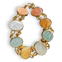 Handmade Natural Gemstone Oval Linked Bracelet 7 Inch Artisan Design Wristband