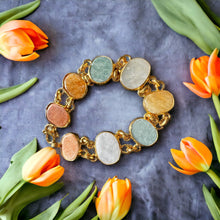 Handmade Natural Gemstone Oval Linked Bracelet 7 Inch Artisan Design Wristband