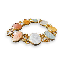 Handmade Natural Gemstone Oval Linked Bracelet 7 Inch Artisan Design Wristband