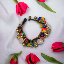 Handmade Bracelet Rose Quartz Elephant Bells Charms Beaded 8 Inch Jewelry