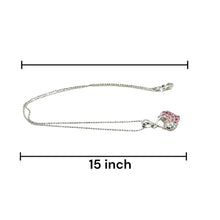 Pink Heart Pendant Beaded Chain Necklace with Rhinestone Charm – Cute and Stylish Fashion Jewelry