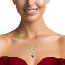 Pink Heart Pendant Beaded Chain Necklace with Rhinestone Charm – Cute and Stylish Fashion Jewelry