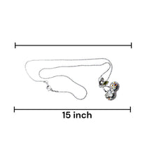 Double Cherry Pendant Beaded Chain 15” Necklace with White Rhinestones – Fun Statement Jewelry