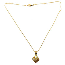 Heart Pendant Necklace Warm Yellow Tone Plated with White Rhinestone – Chic Romantic Jewelry