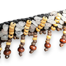 Handmade Brown Coconut Shell Rose Quartz Bracelet 7 Inch Artisan Design Wristband