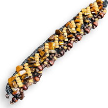 Handmade Brown Coconut Shell Tiger's eye Bracelet 7 Inch Artisan Design Wristband