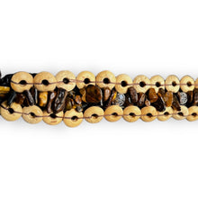 Handmade Brown Coconut Shell Beads Tiger's eye Bracelet 7 Inch Artisan Design Wristband