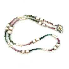 Natural Pink Green Tourmaline Pearl Round Plain Handmade Gemstone Necklace