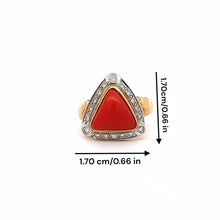 18K Two Tone Gold with Natural Diamond & Coral Gemstone Powerful Ring