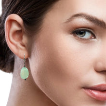Green Chalcedony 24x18x15mm Tumble Plain Dangle Gemstone Earrings
