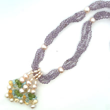 Natural Amethyst Citrine Swiss Blue Topaz Peridot Pearl Gemstone Necklace