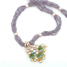 Natural Amethyst Citrine Swiss Blue Topaz Peridot Pearl Gemstone Necklace
