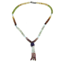 Citrine Natural, Peridot, Aqua, Spessartite, Pink Tourmaline, Blue Topaz, and Amethyst Necklace
