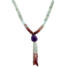 Citrine Natural, Peridot, Aqua, Spessartite, Pink Tourmaline, Blue Topaz, and Amethyst Necklace