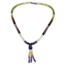 Peridot Natural, Citrine, Spessartite, Pink Tourmaline, and Amethyst Necklace