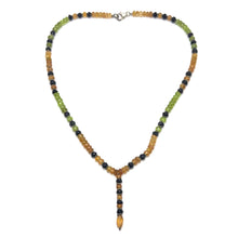 Citrine Natural, Peridot, Black Tourmaline Gemstone Necklace