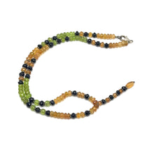 Citrine Natural, Peridot, Black Tourmaline Gemstone Necklace