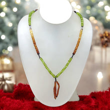 Citrine Natural, Spessartite Garnet, and Peridot Lariat Style Necklace