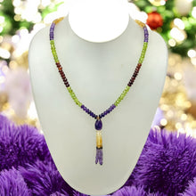 Citrine Natural, Amethyst, Peridot, and Spessartite Garnet Necklace