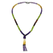 Citrine Natural, Amethyst, Peridot, and Spessartite Garnet Necklace