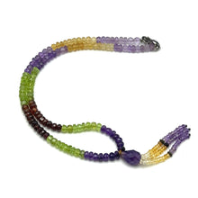 Citrine Natural, Amethyst, Peridot, and Spessartite Garnet Necklace