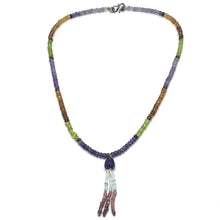 Pink Tourmaline Natural, Spessartite, Amethyst, Peridot, Aqua, and Citrine Necklace