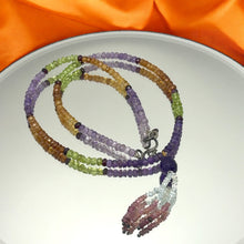 Pink Tourmaline Natural, Spessartite, Amethyst, Peridot, Aqua, and Citrine Necklace