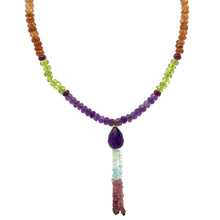 Pink Tourmaline Natural, Spessartite, Amethyst, Peridot, Aqua, and Citrine Necklace