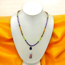 Pink Tourmaline Natural, Spessartite, Amethyst, Peridot, Aqua, and Citrine Necklace