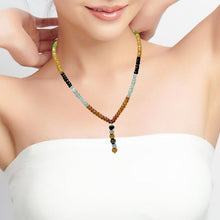 Smoky Quartz Natural, Citrine, Aqua, Spessartite, and Green Tourmaline Necklace