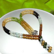 Smoky Quartz Natural, Citrine, Aqua, Spessartite, and Green Tourmaline Necklace