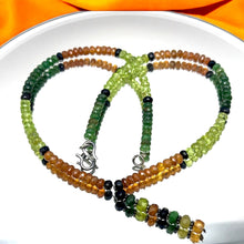 Tsavorite Natural, Spessartite Garnet, Black Tourmaline, and Peridot Necklace