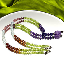 Peridot Natural, Spessartite, Aqua, Pink Tourmaline, and Amethyst Necklace