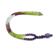 Peridot Natural, Spessartite, Aqua, Pink Tourmaline, and Amethyst Necklace