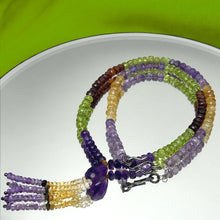 Citrine Natural, Amethyst, Peridot, and Spessartite Garnet Necklace
