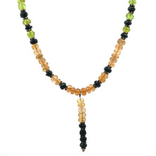 Black Tourmaline Natural, Citrine, and Peridot Gemstone Necklace